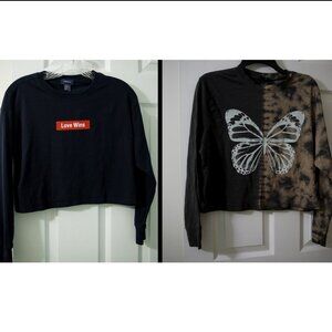 Two long-sleeve crop tops